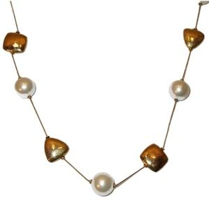 Anne Klein necklace 36” chain, gold beads & pearls